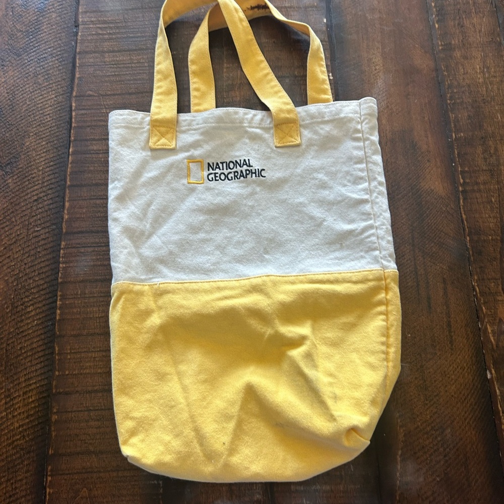 National Geographic Two-Tone Yellow and Cream Tote